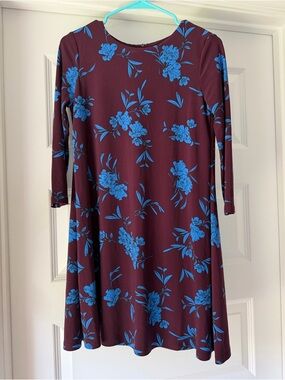 Ralph Lauren Floral Swing Dress with Blue Bloom Print